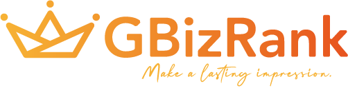 full logo for gbizrank with the tagline make a lasting impression
